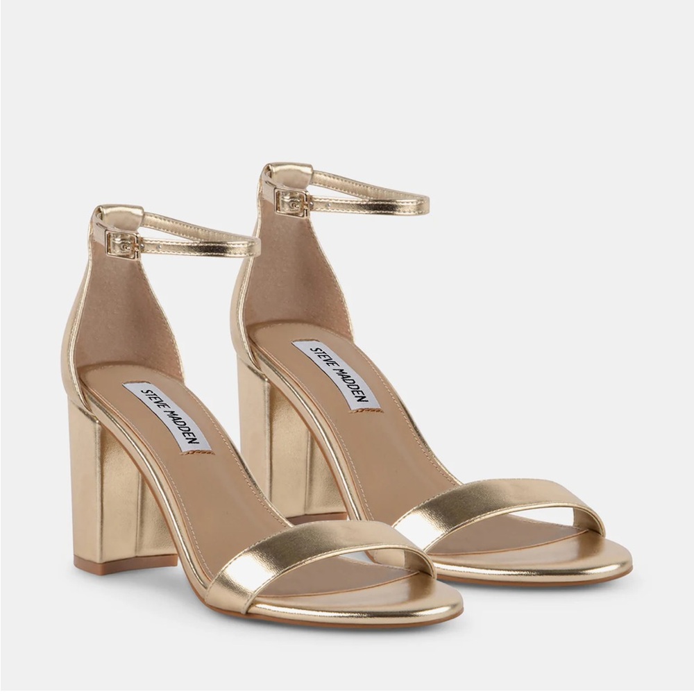 STEVE MADDEN Dylann Gold Women's Heels - Picture 2 of 8